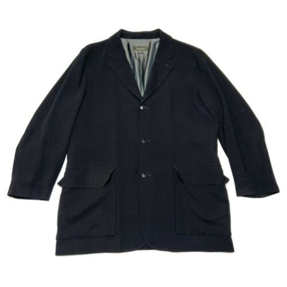 Ermenegildo Zegna Mens Wool Three Button Car Coat Jacket Size XL Black